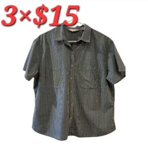 Eddie Bauer women shirt Green Checkered button down size XXL